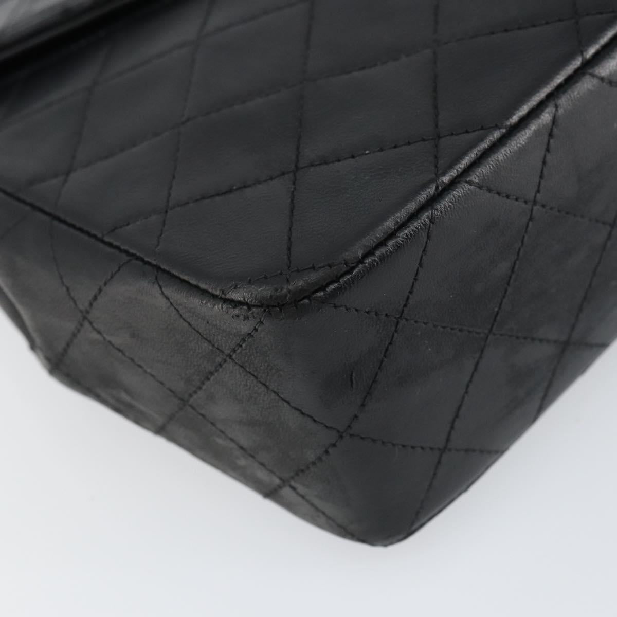 CHANEL Matelasse Chain Shoulder Bag Lamb Skin Black Gold CC Auth bs31635