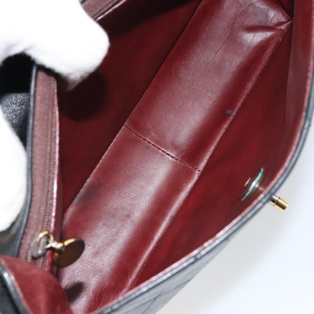 CHANEL Matelasse Chain Shoulder Bag Lamb Skin Black Gold CC Auth bs31635