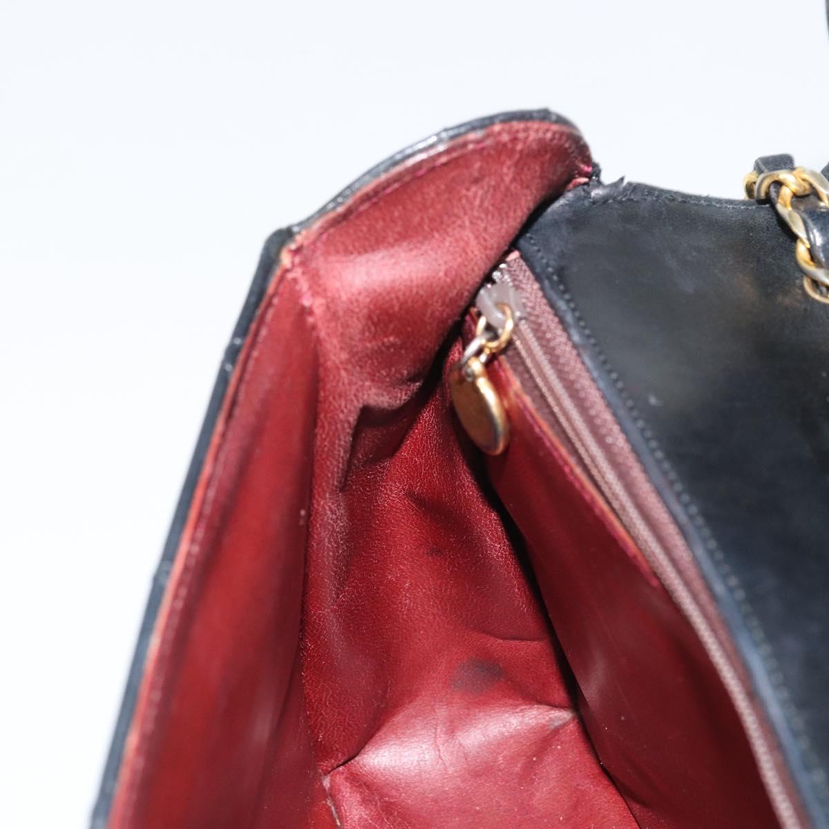 CHANEL Matelasse Chain Shoulder Bag Lamb Skin Black Gold CC Auth bs31635