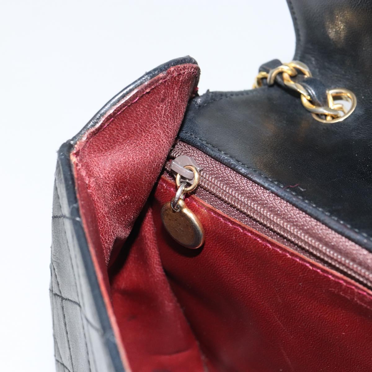 CHANEL Matelasse Chain Shoulder Bag Lamb Skin Black Gold CC Auth bs31635