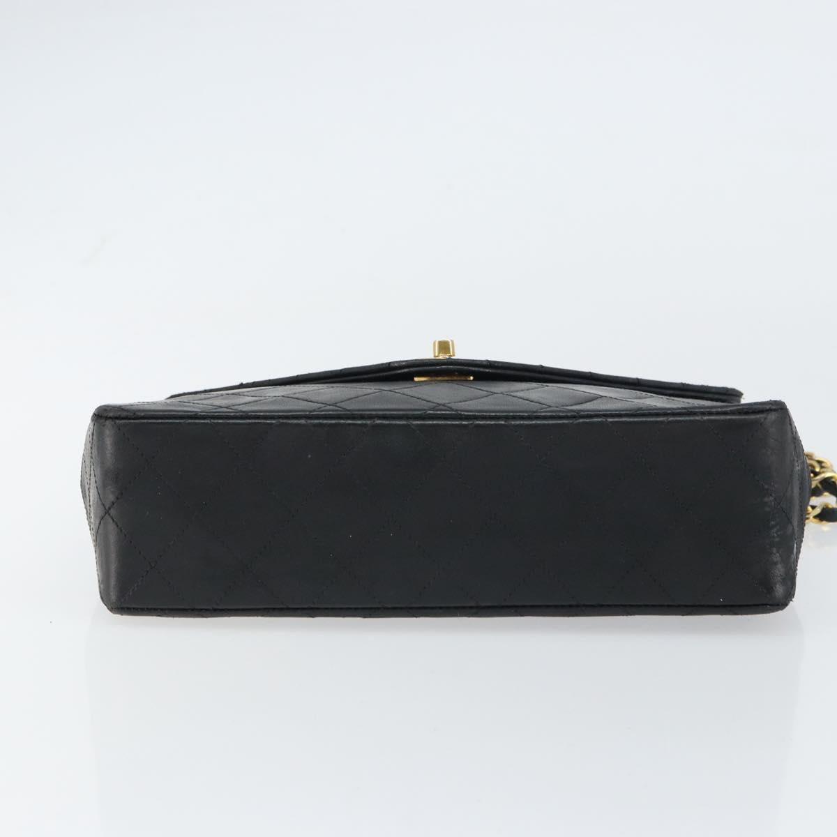 CHANEL Matelasse Chain Shoulder Bag Lamb Skin Black Gold CC Auth bs31635