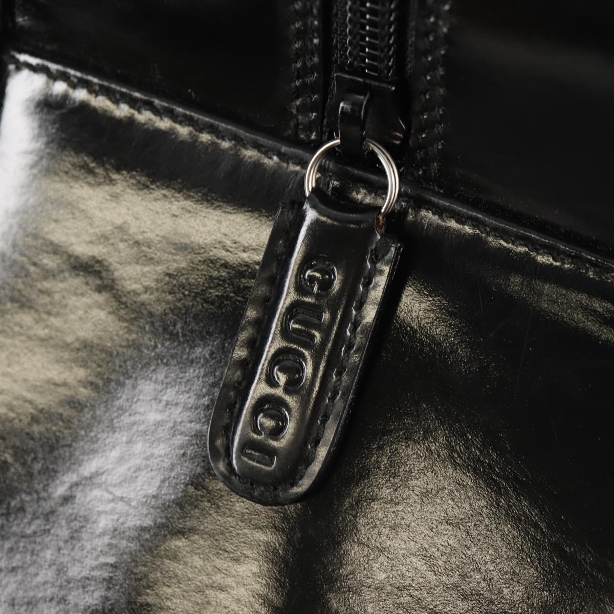 GUCCI Bamboo Hand Bag Nylon Enamel Black Silver 002 2040 0430 Auth bs31639