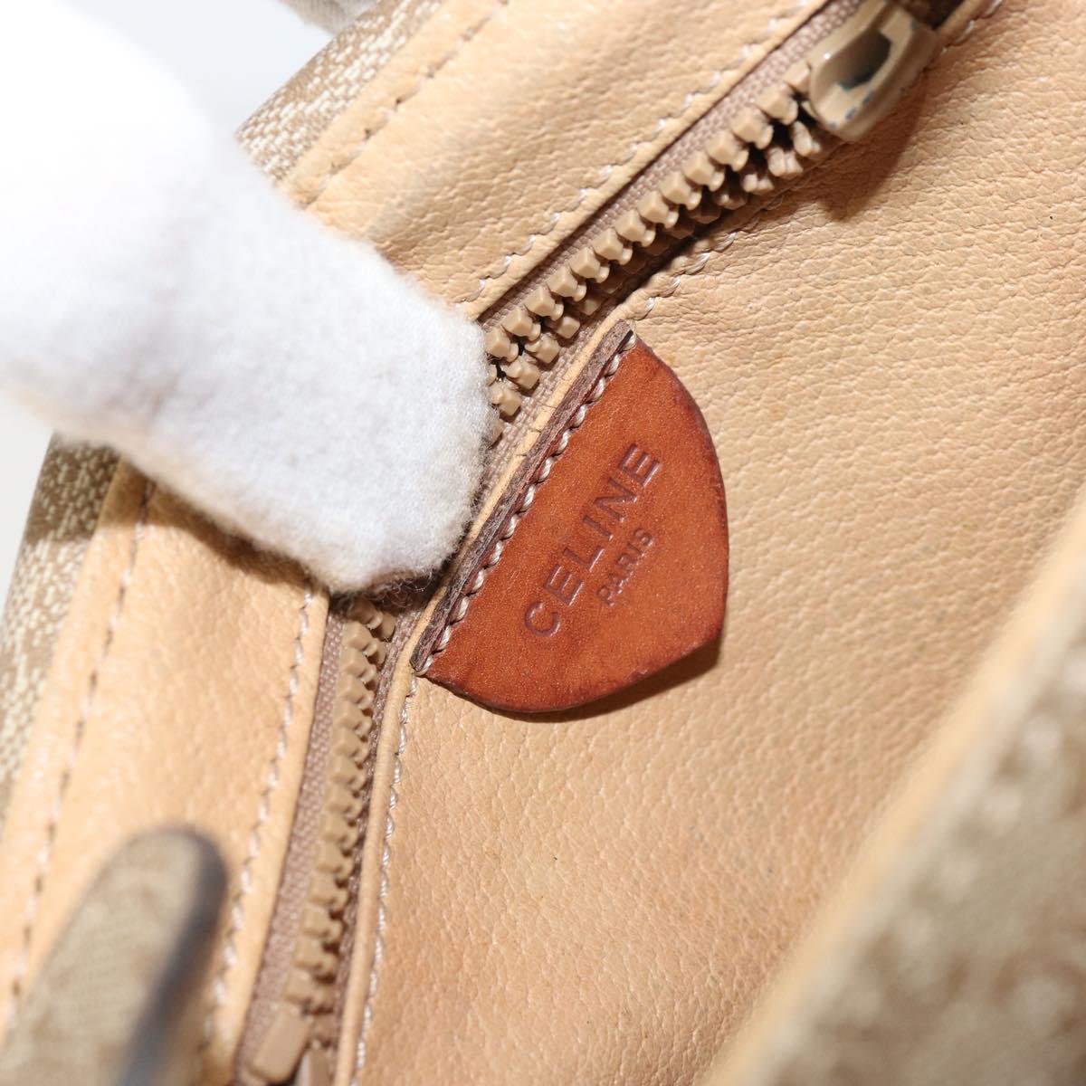 CELINE Macadam Canvas Shoulder Bag PVC Beige Gold Auth bs31640