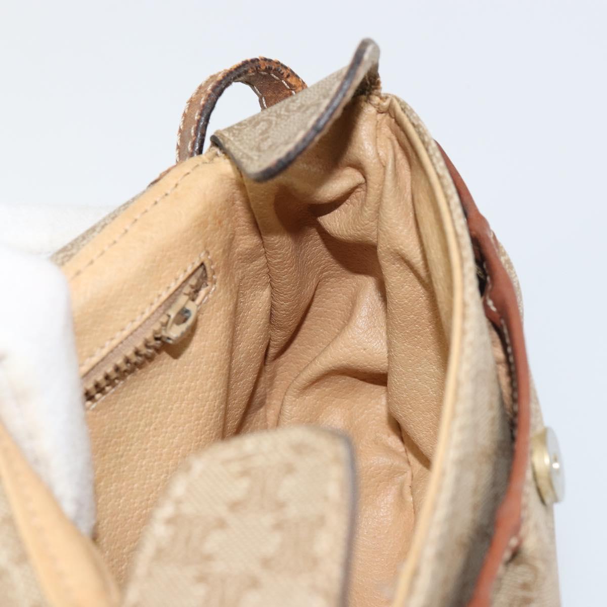 CELINE Macadam Canvas Shoulder Bag PVC Beige Gold Auth bs31640