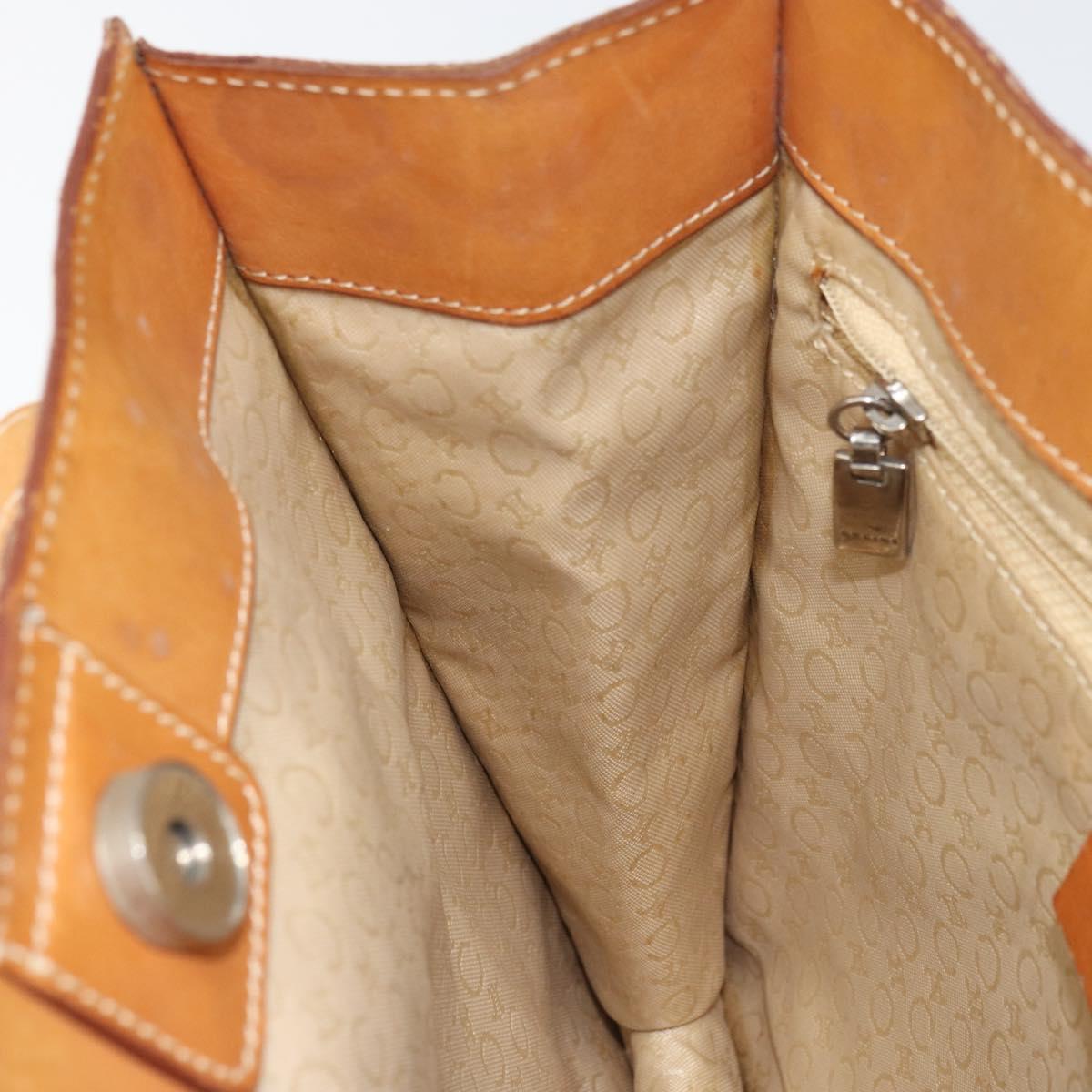 CELINE C Macadam Canvas Hand Bag Suede Beige Silver Auth bs31641