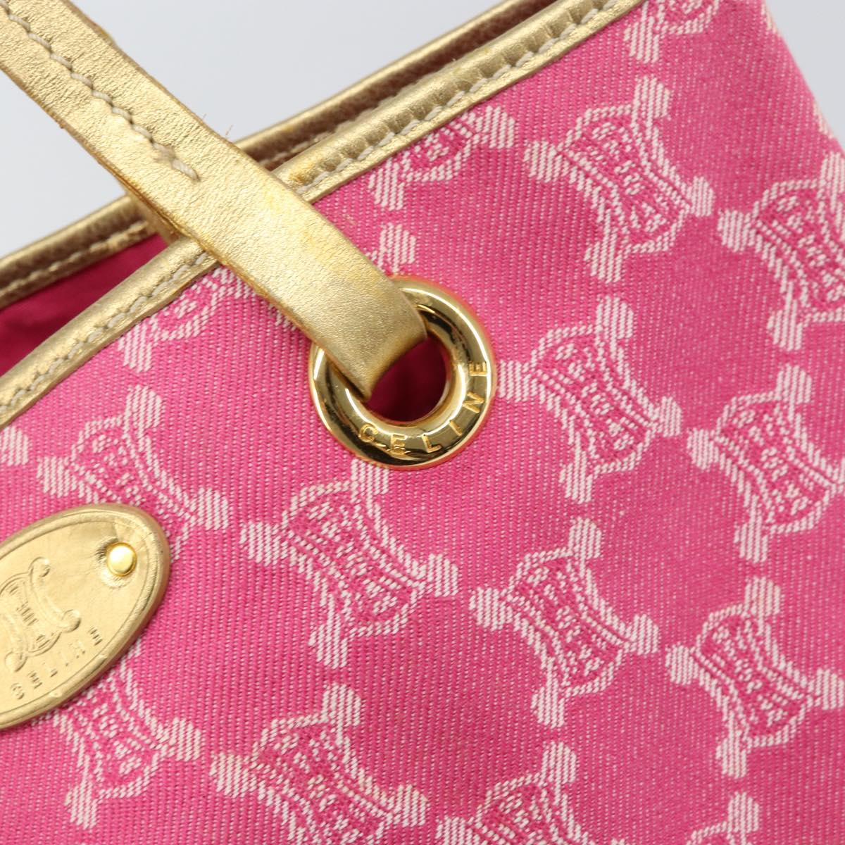 CELINE Paris Macadam Tote Bag Denim Pink Gold Auth bs31642