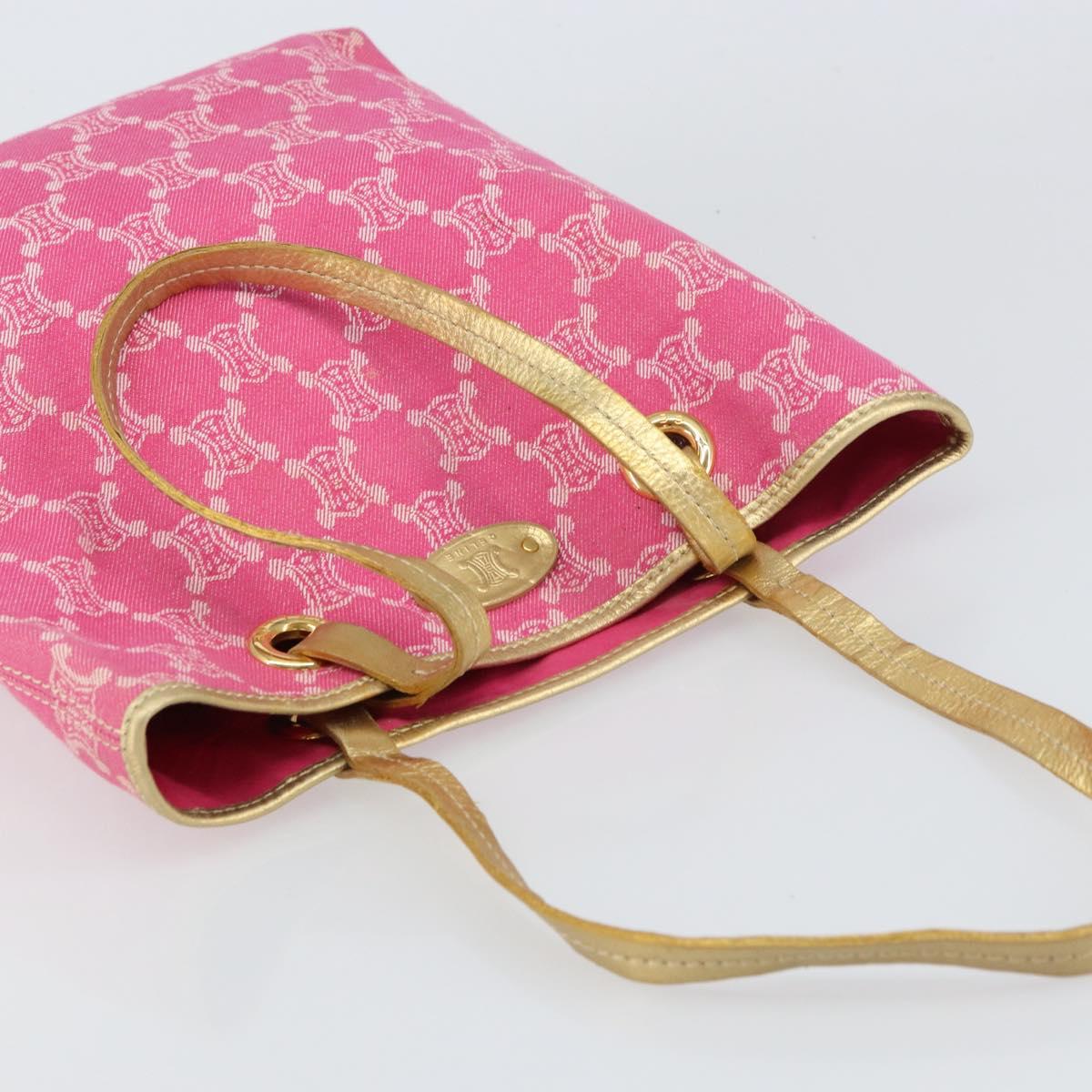 CELINE Paris Macadam Tote Bag Denim Pink Gold Auth bs31642