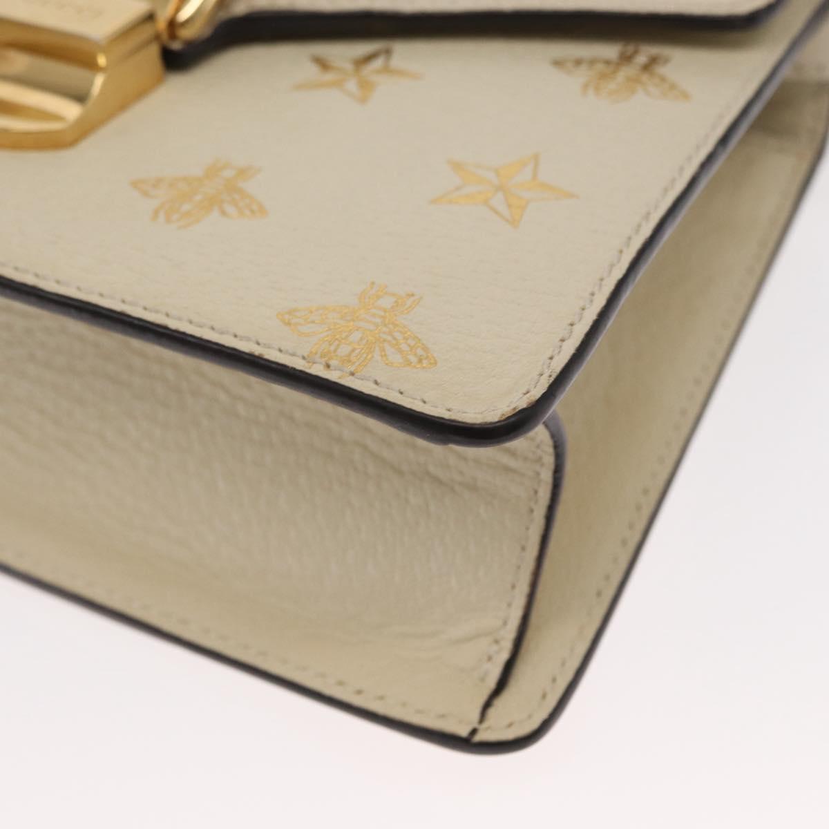 GUCCI Silvi Sherry Line Hand Bag Leather 2way Beige Gold 470270 Auth bs31644