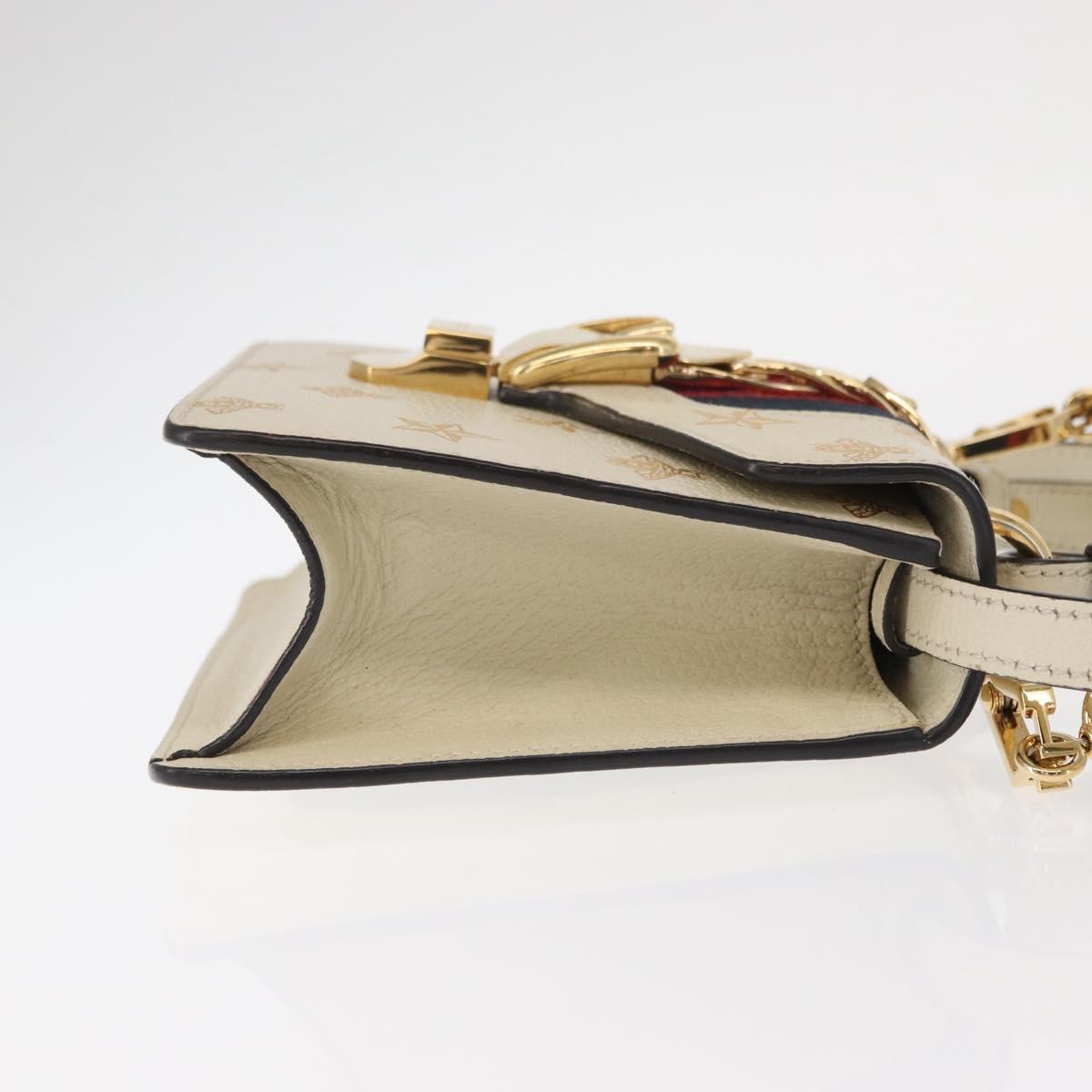 GUCCI Silvi Sherry Line Hand Bag Leather 2way Beige Gold 470270 Auth bs31644