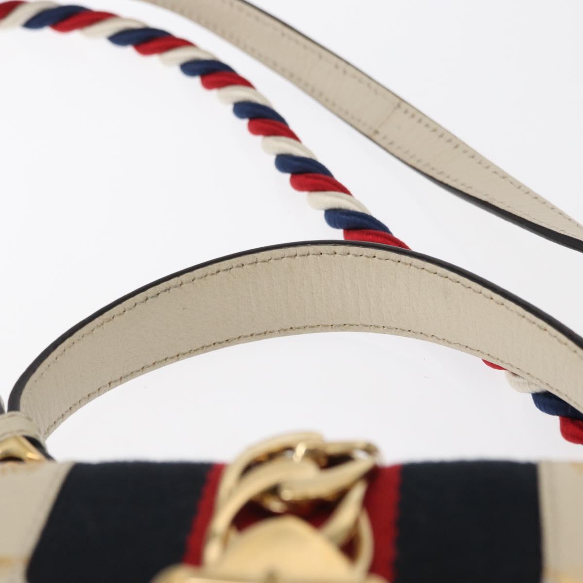 GUCCI Silvi Sherry Line Hand Bag Leather 2way Beige Gold 470270 Auth bs31644