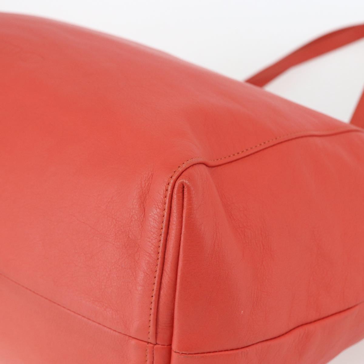 VALENTINO Tote Bag Leather Orange Gold Auth bs31646