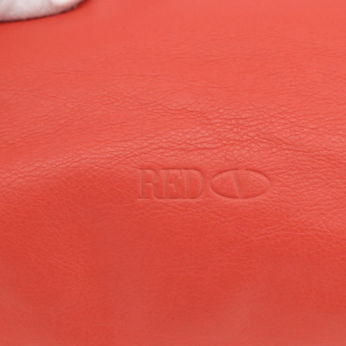 VALENTINO Tote Bag Leather Orange Gold Auth bs31646