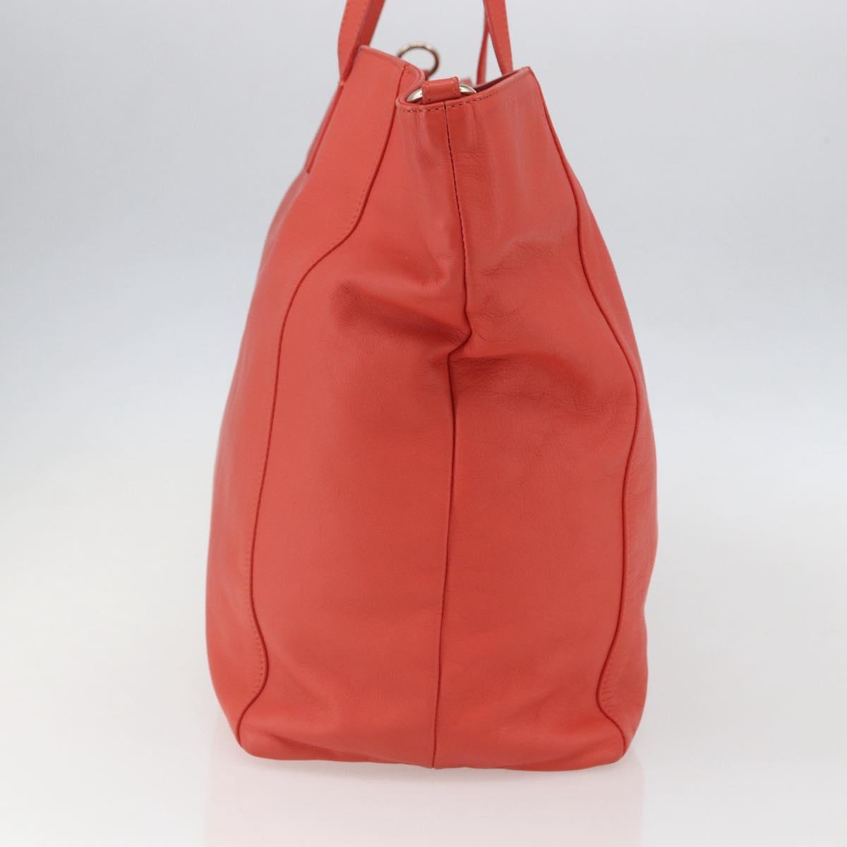 VALENTINO Tote Bag Leather Orange Gold Auth bs31646