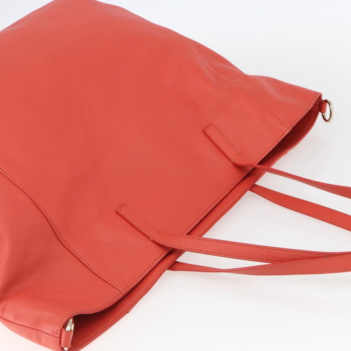 VALENTINO Tote Bag Leather Orange Gold Auth bs31646