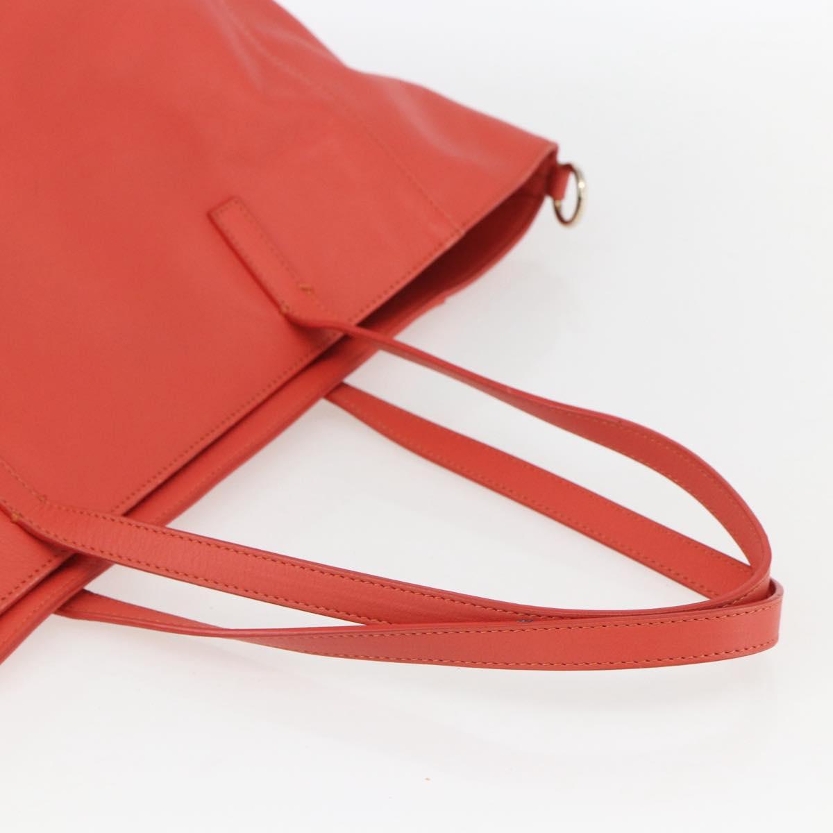 VALENTINO Tote Bag Leather Orange Gold Auth bs31646