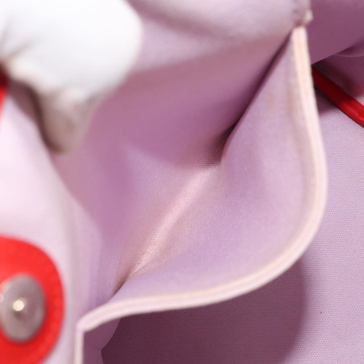 Christian Dior Canage Tote Bag Coated Canvas Red Silver Auth bs31647