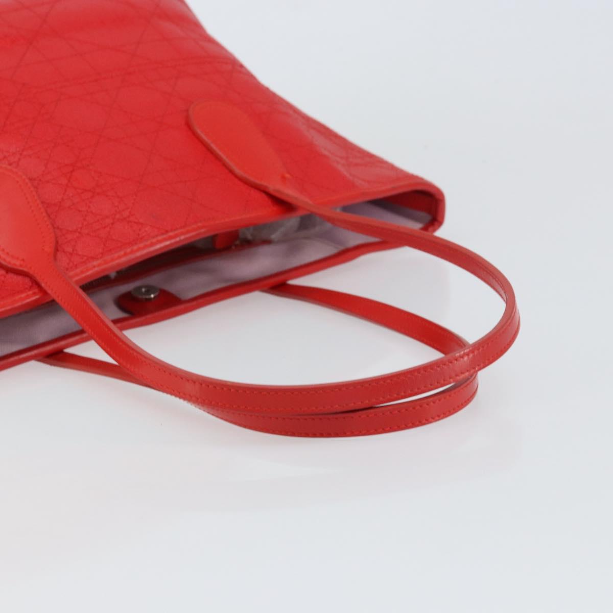 Christian Dior Canage Tote Bag Coated Canvas Red Silver Auth bs31647