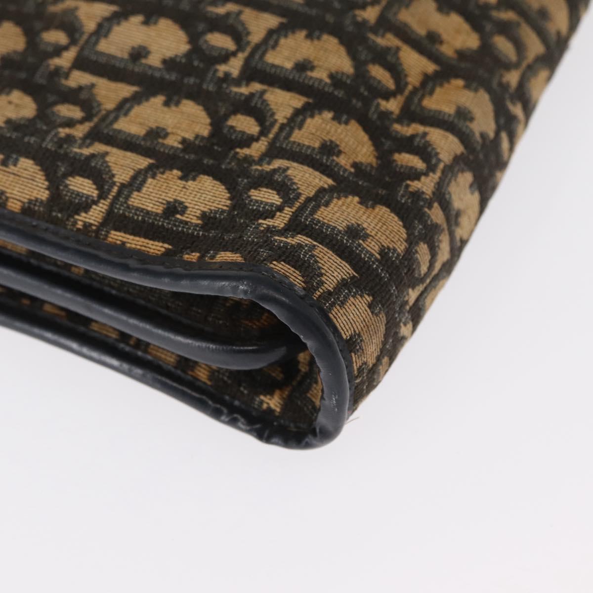 Christian Dior Trotter Canvas Shoulder Bag Navy Gold Auth bs31649