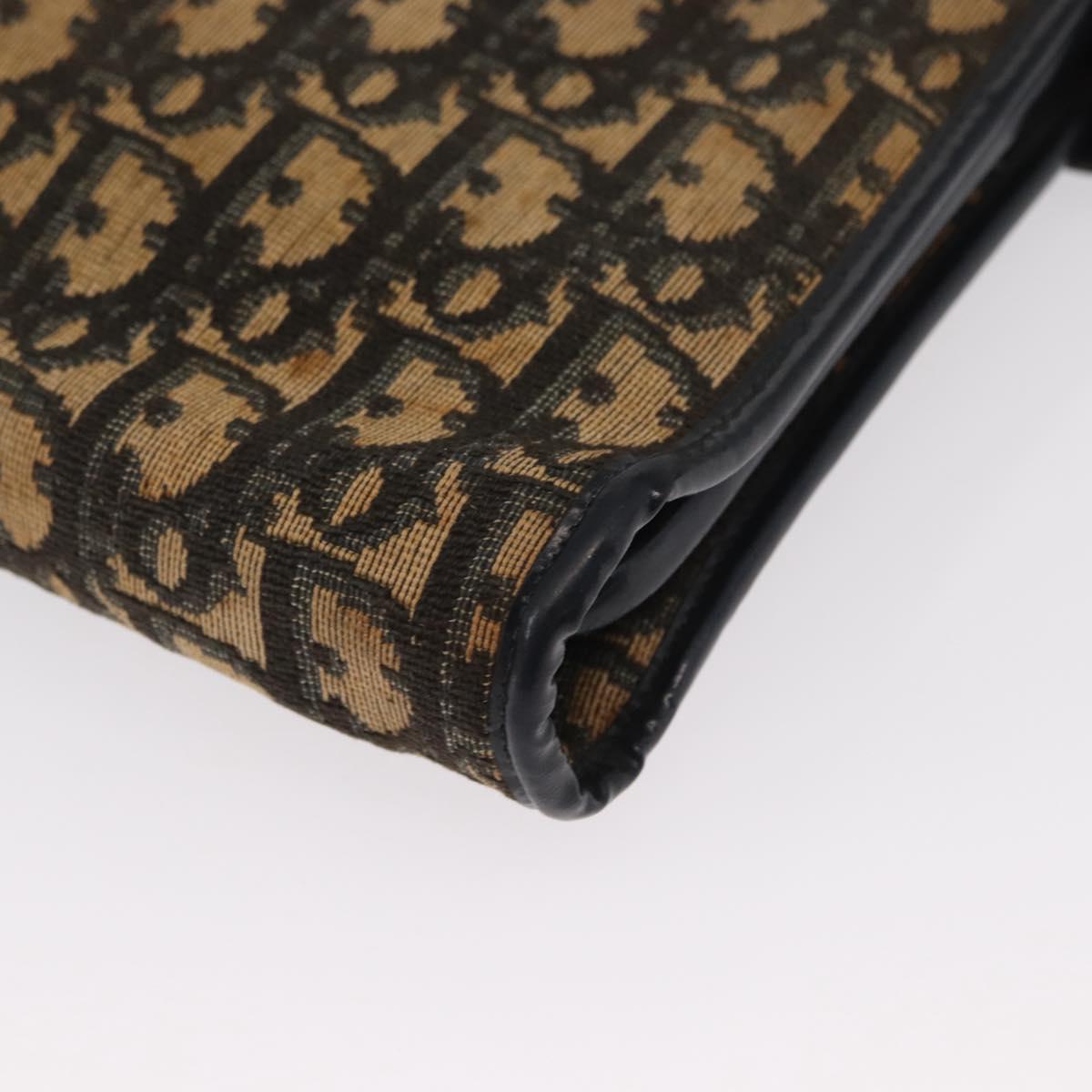 Christian Dior Trotter Canvas Shoulder Bag Navy Gold Auth bs31649