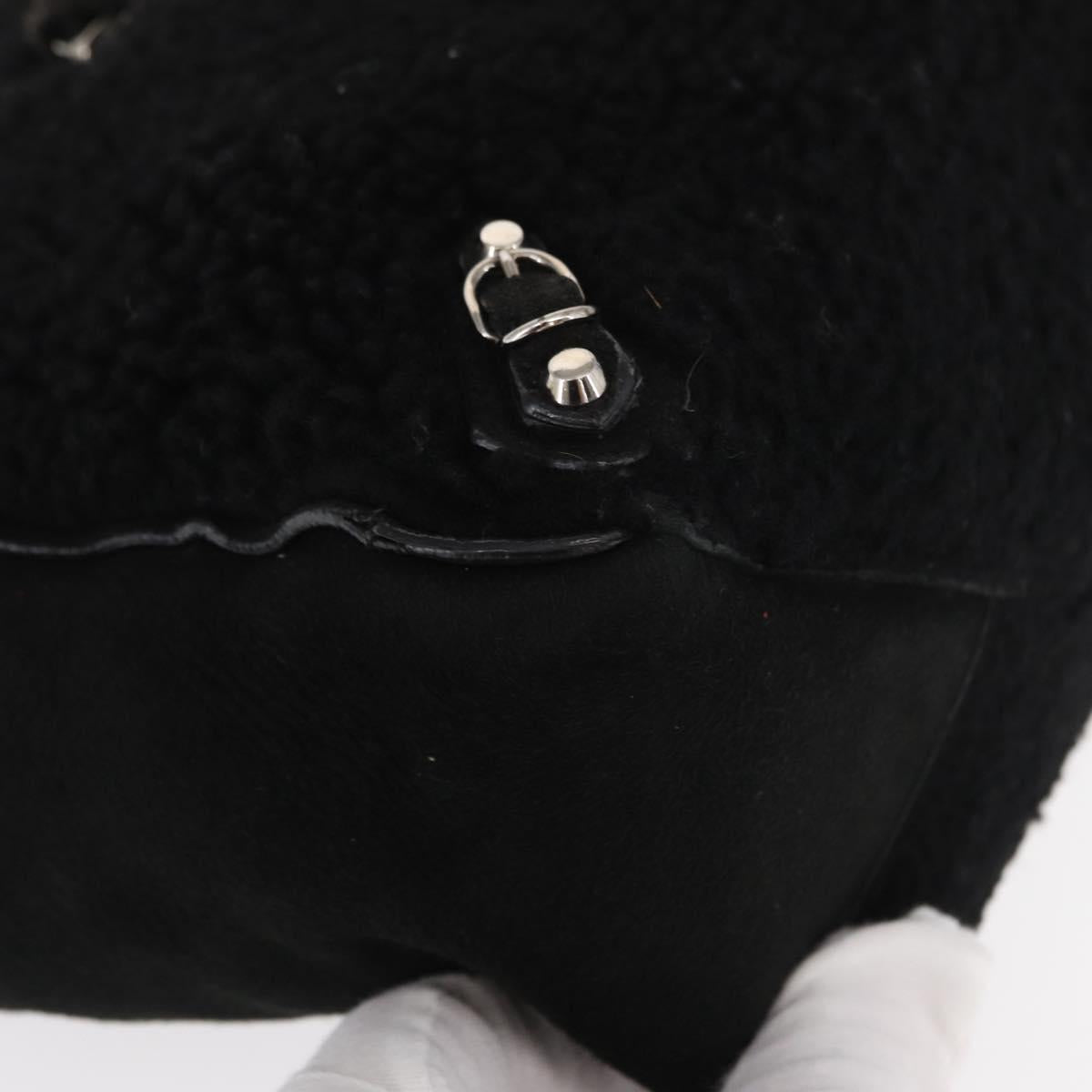 BALENCIAGA Paper Mini Hand Bag Mouton Black Silver Auth bs31650