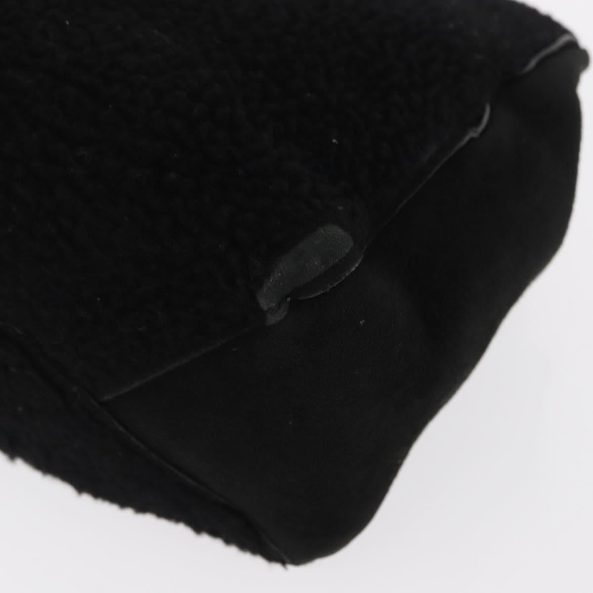 BALENCIAGA Paper Mini Hand Bag Mouton Black Silver Auth bs31650