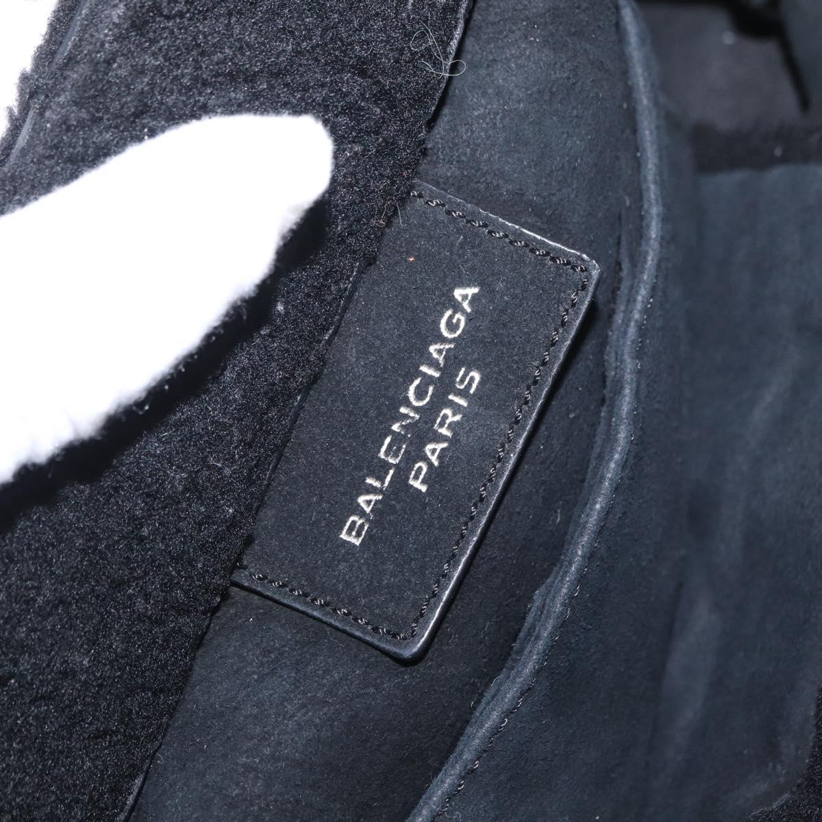 BALENCIAGA Paper Mini Hand Bag Mouton Black Silver Auth bs31650