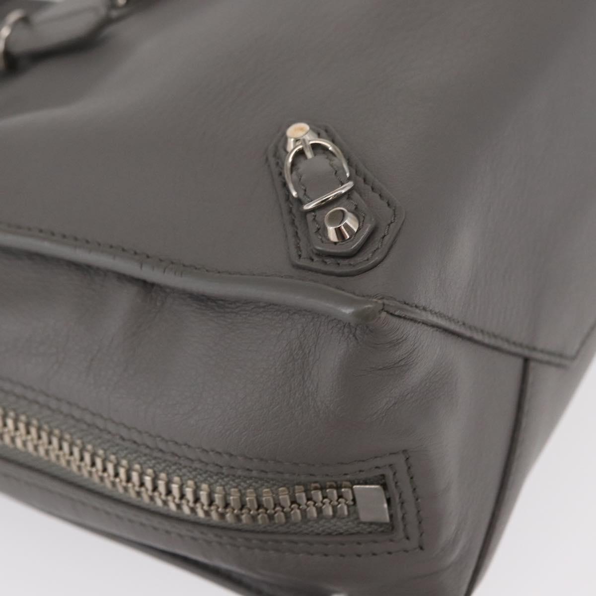 BALENCIAGA Paper B4 Hand Bag Leather Gray Silver 370926 Auth bs31651V
