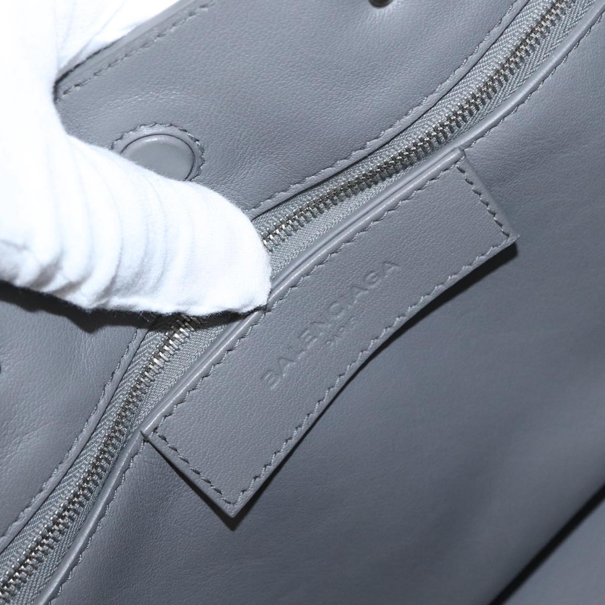 BALENCIAGA Paper B4 Hand Bag Leather Gray Silver 370926 Auth bs31651V