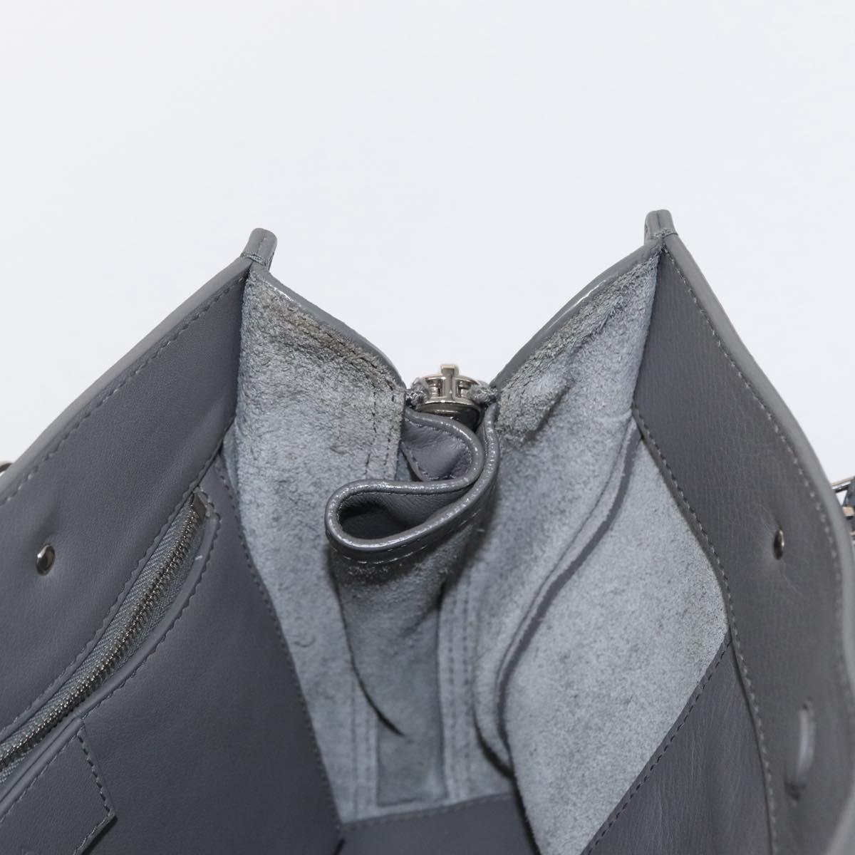 BALENCIAGA Paper B4 Hand Bag Leather Gray Silver 370926 Auth bs31651V