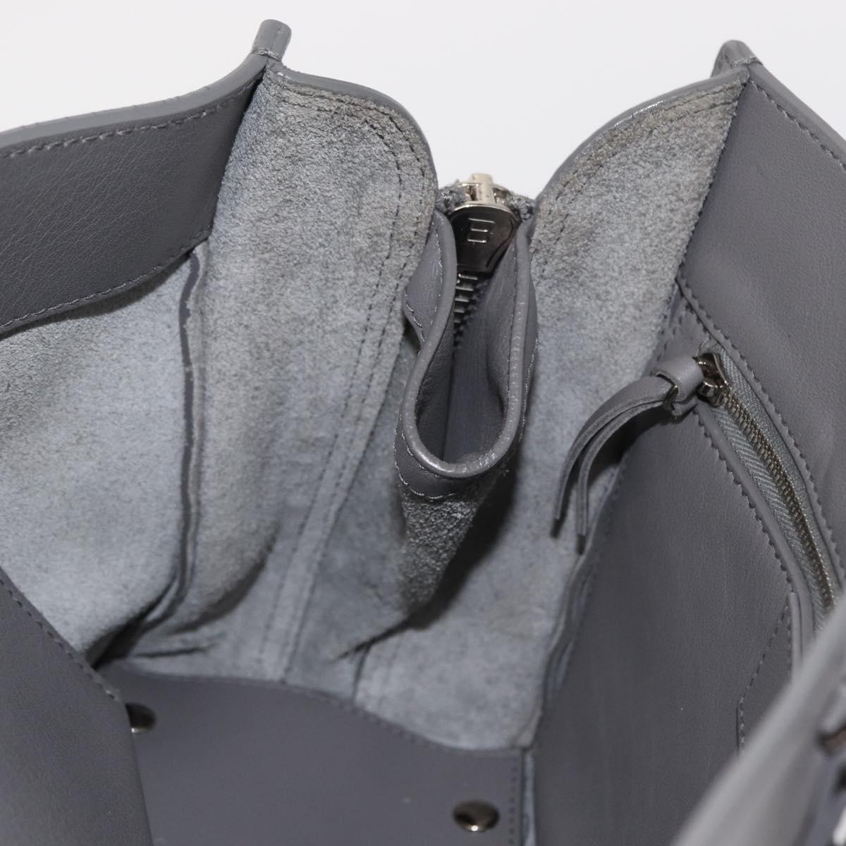 BALENCIAGA Paper B4 Hand Bag Leather Gray Silver 370926 Auth bs31651V