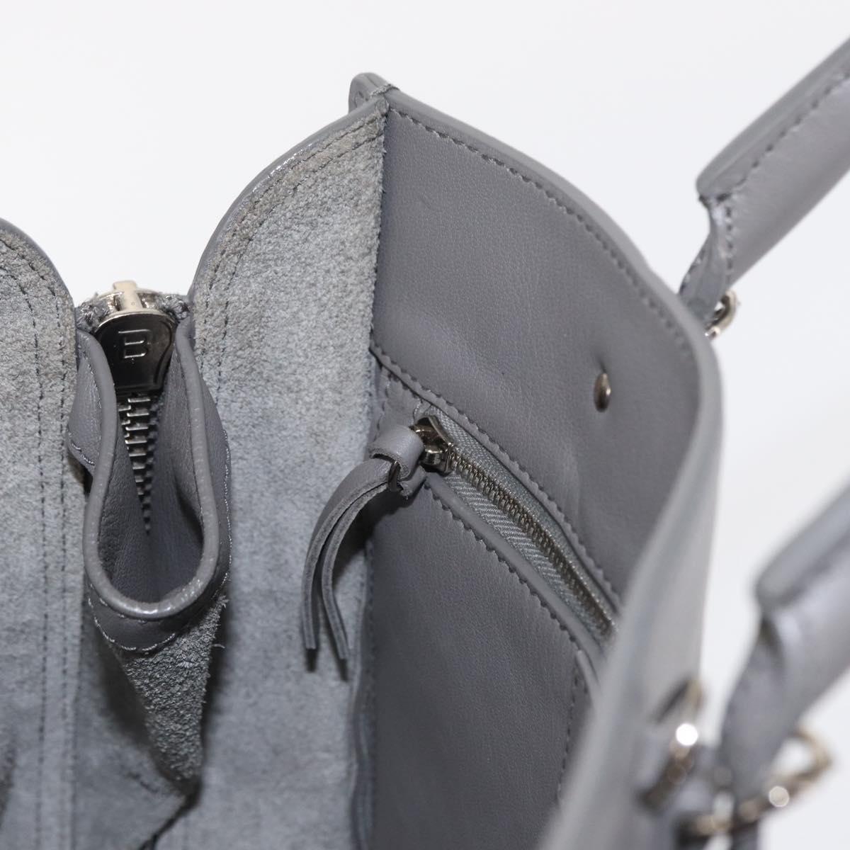 BALENCIAGA Paper B4 Hand Bag Leather Gray Silver 370926 Auth bs31651V