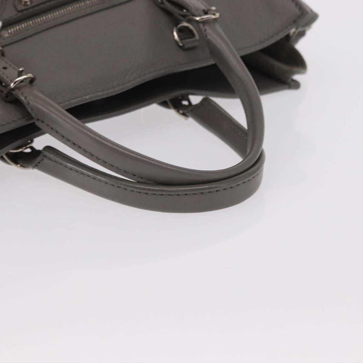 BALENCIAGA Paper B4 Hand Bag Leather Gray Silver 370926 Auth bs31651V