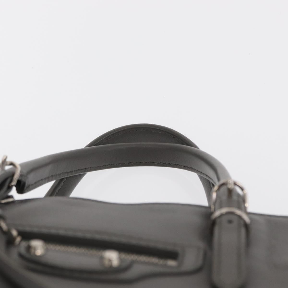 BALENCIAGA Paper B4 Hand Bag Leather Gray Silver 370926 Auth bs31651V
