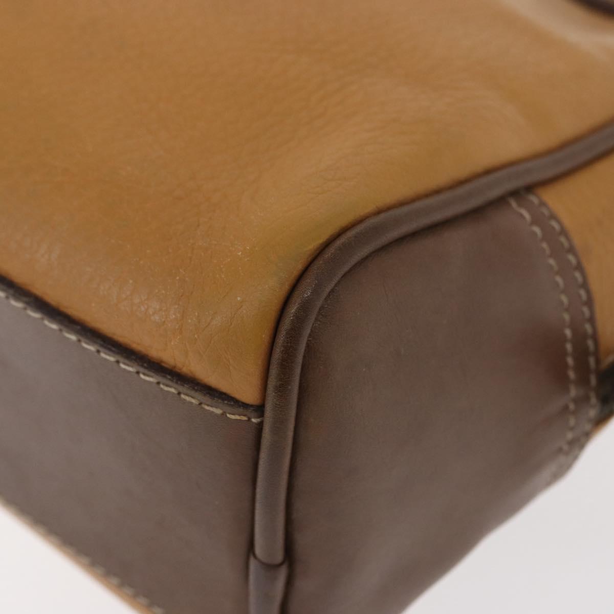 LOEWE Anagram Clutch Bag Leather Beige Gold Auth bs31652