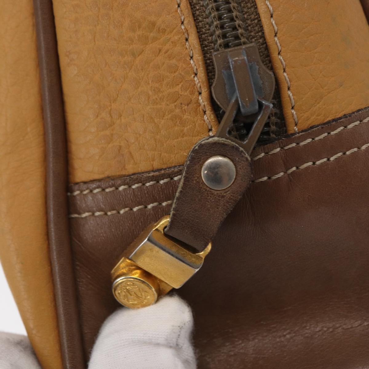 LOEWE Anagram Clutch Bag Leather Beige Gold Auth bs31652