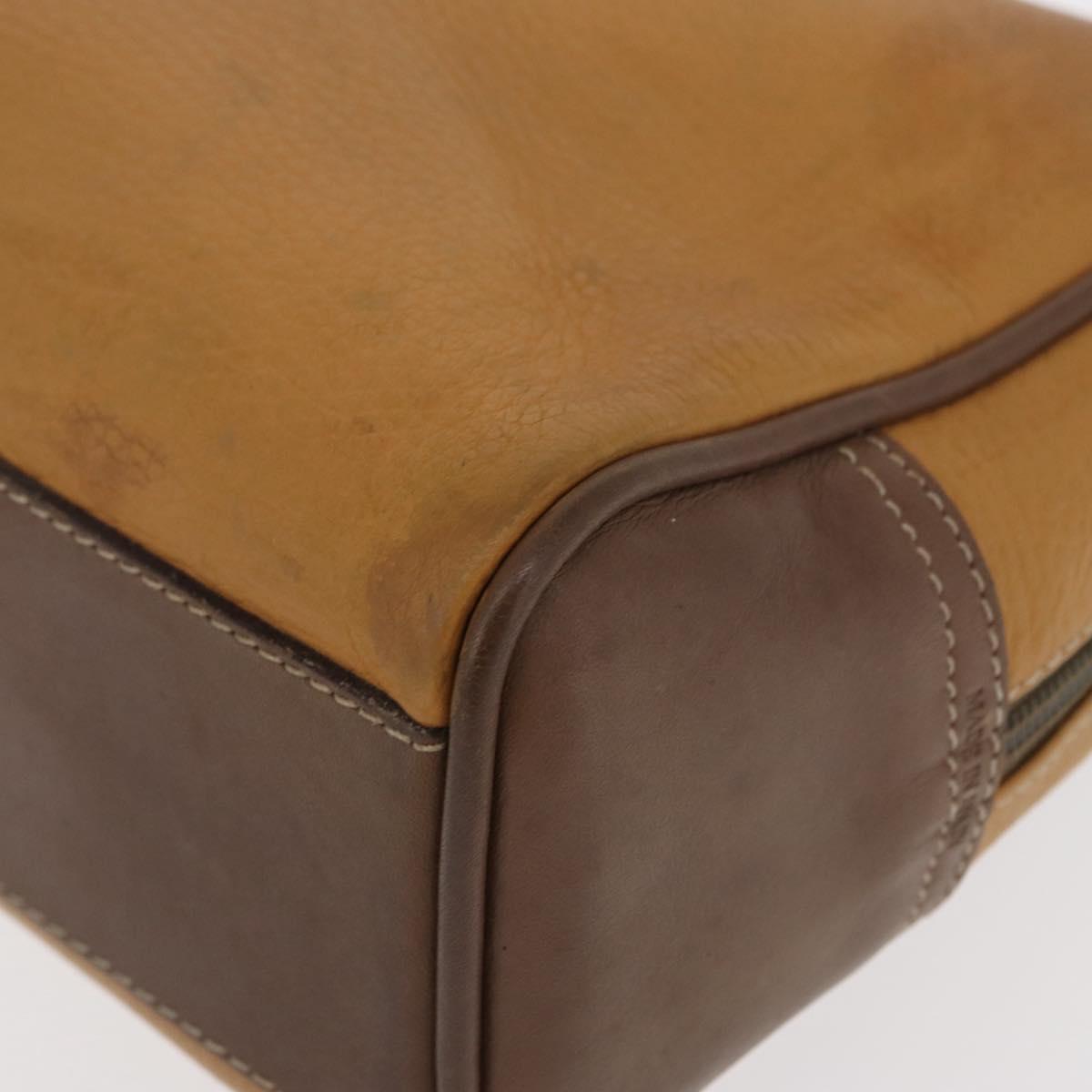 LOEWE Anagram Clutch Bag Leather Beige Gold Auth bs31652