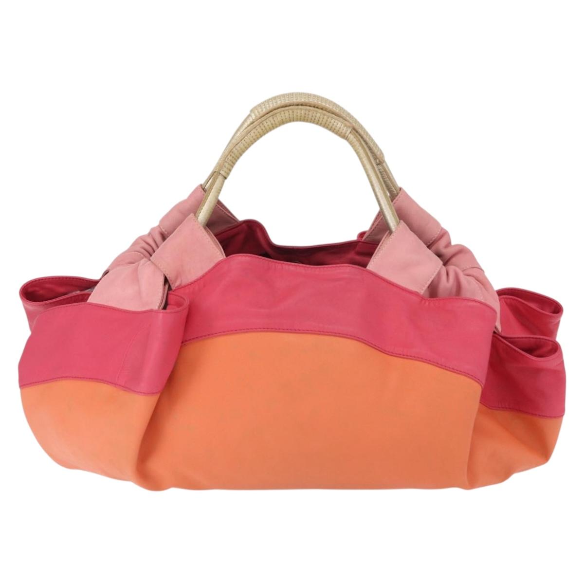 LOEWE Nappa Aire Anagram Hand Bag Leather Orange Auth bs31653