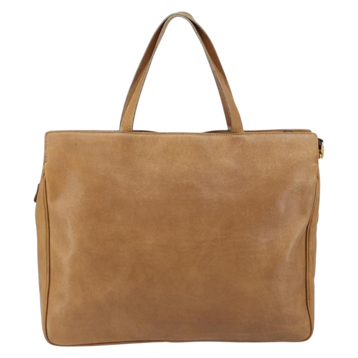 LOEWE Anagram Tote Bag Leather Beige Gold Auth bs31654