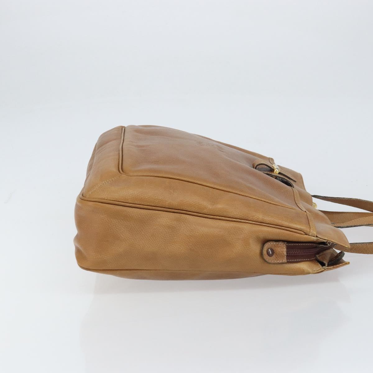 LOEWE Anagram Tote Bag Leather Beige Gold Auth bs31654