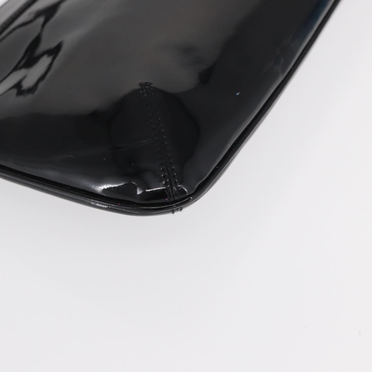 Salvatore Ferragamo Gancini Shoulder Bag Enamel Black Gold Auth bs31656