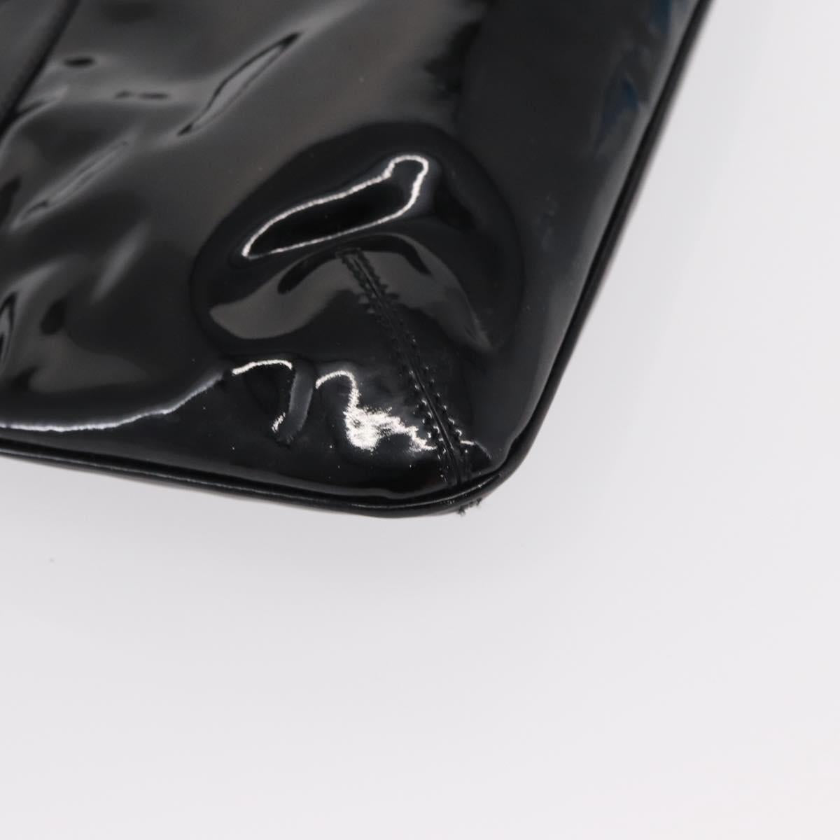 Salvatore Ferragamo Gancini Shoulder Bag Enamel Black Gold Auth bs31656