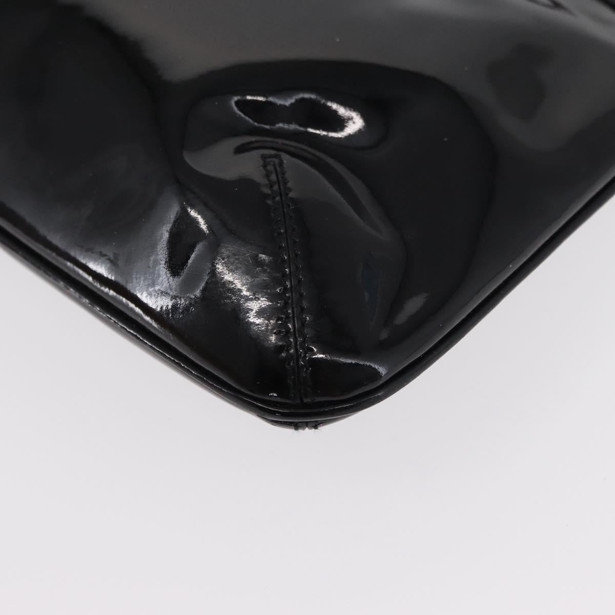 Salvatore Ferragamo Gancini Shoulder Bag Enamel Black Gold Auth bs31656