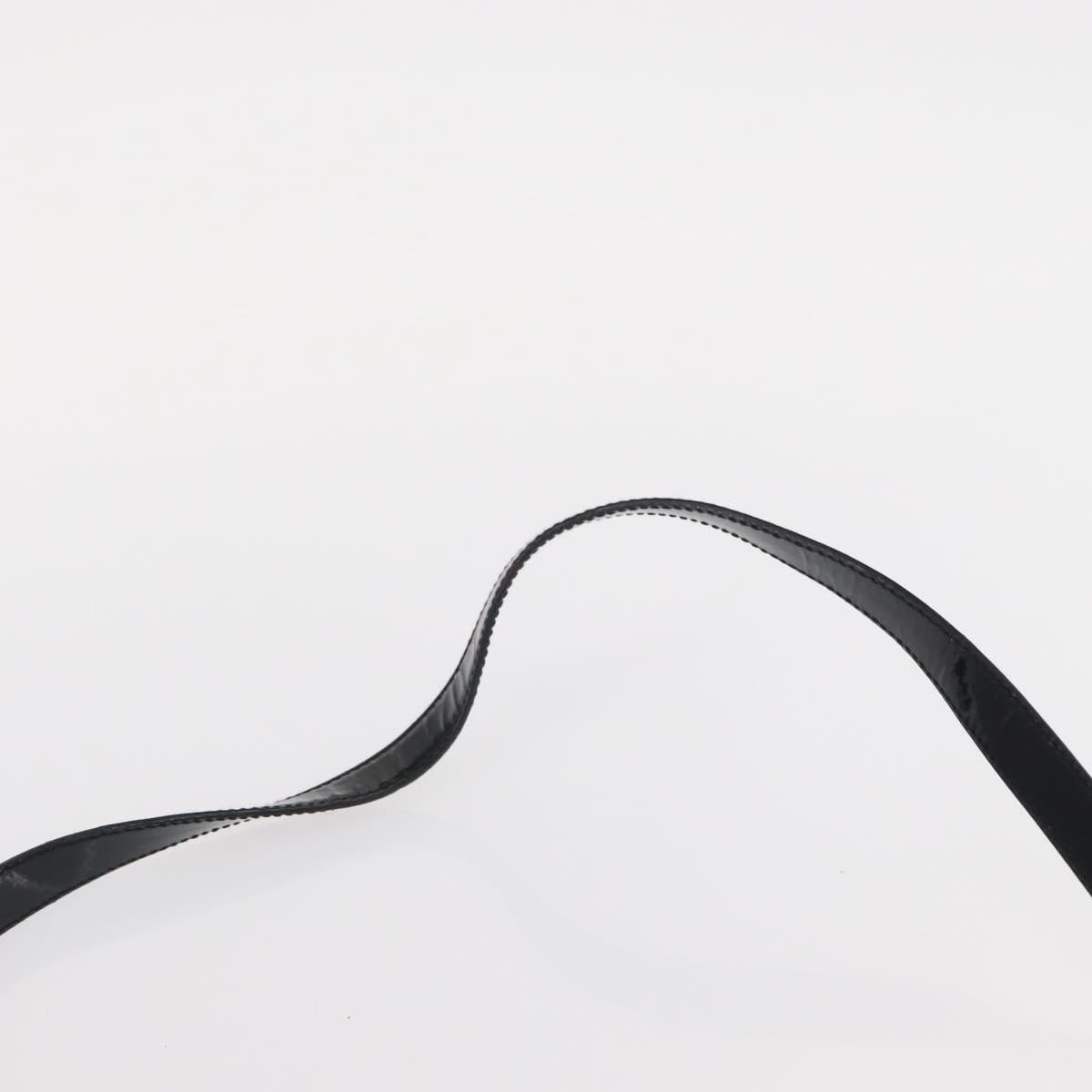 Salvatore Ferragamo Gancini Shoulder Bag Enamel Black Gold Auth bs31656