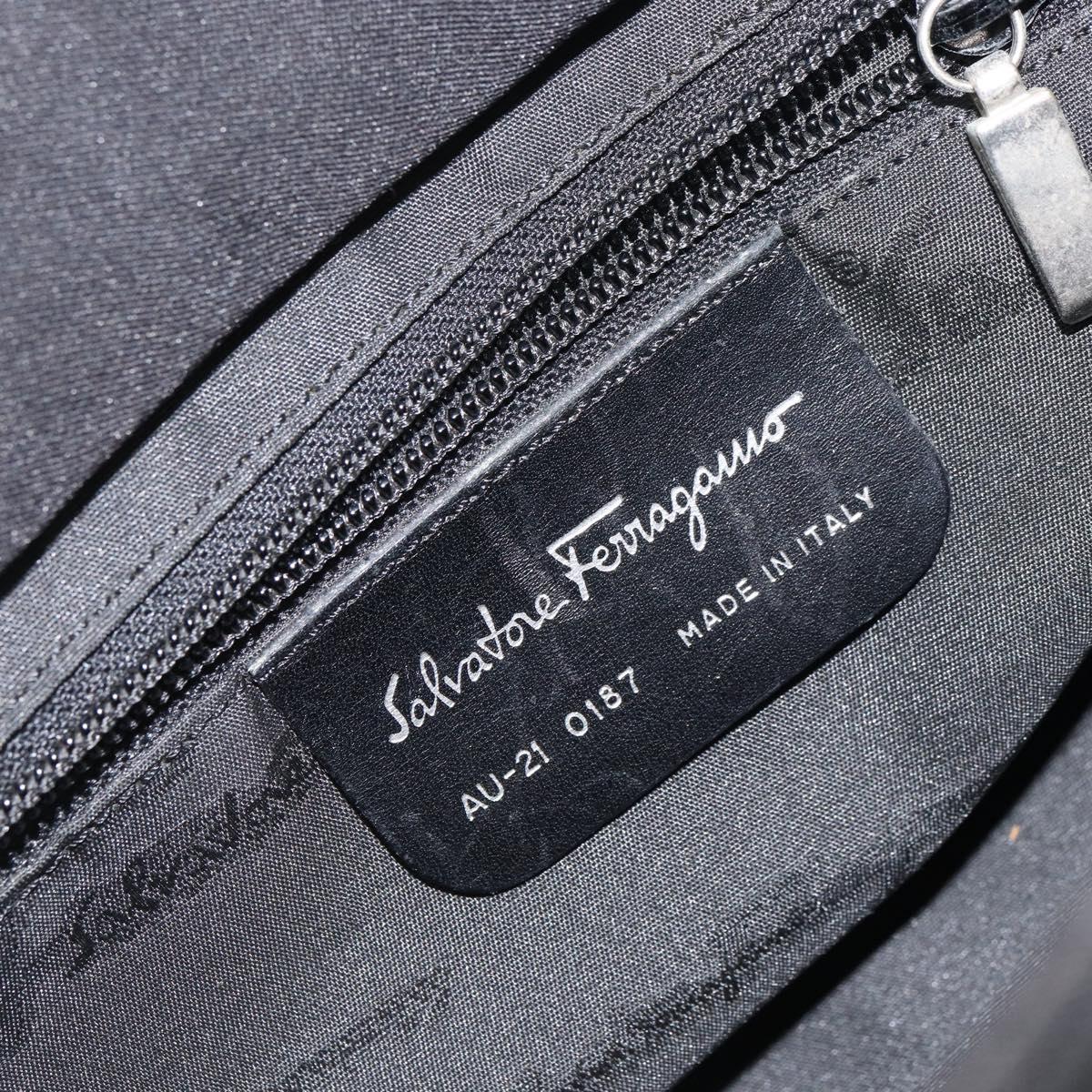 Salvatore Ferragamo Hand Bag Canvas Black Silver Auth bs31657