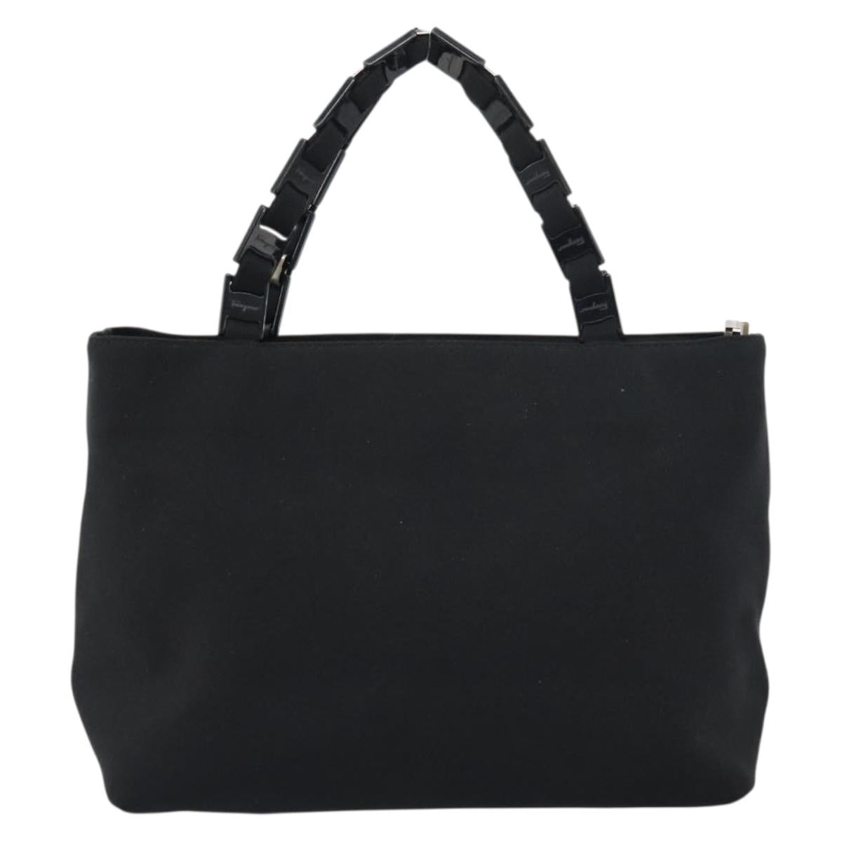 Salvatore Ferragamo Hand Bag Canvas Black Silver Auth bs31657