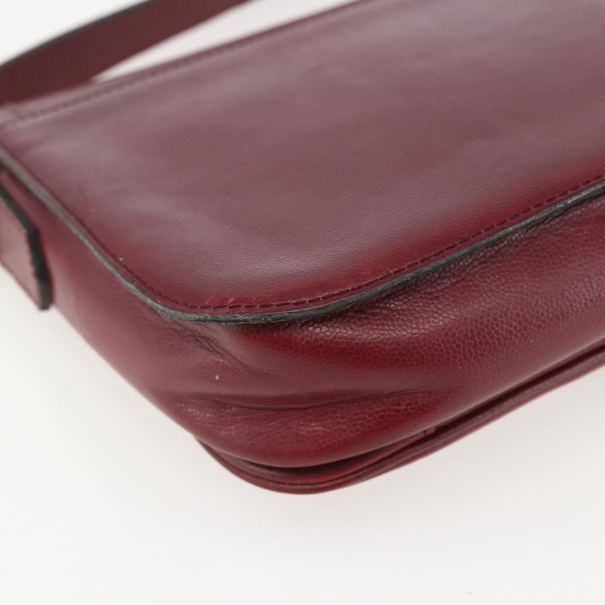 SAINT LAURENT Shoulder Bag Leather Red Gold Auth bs31658