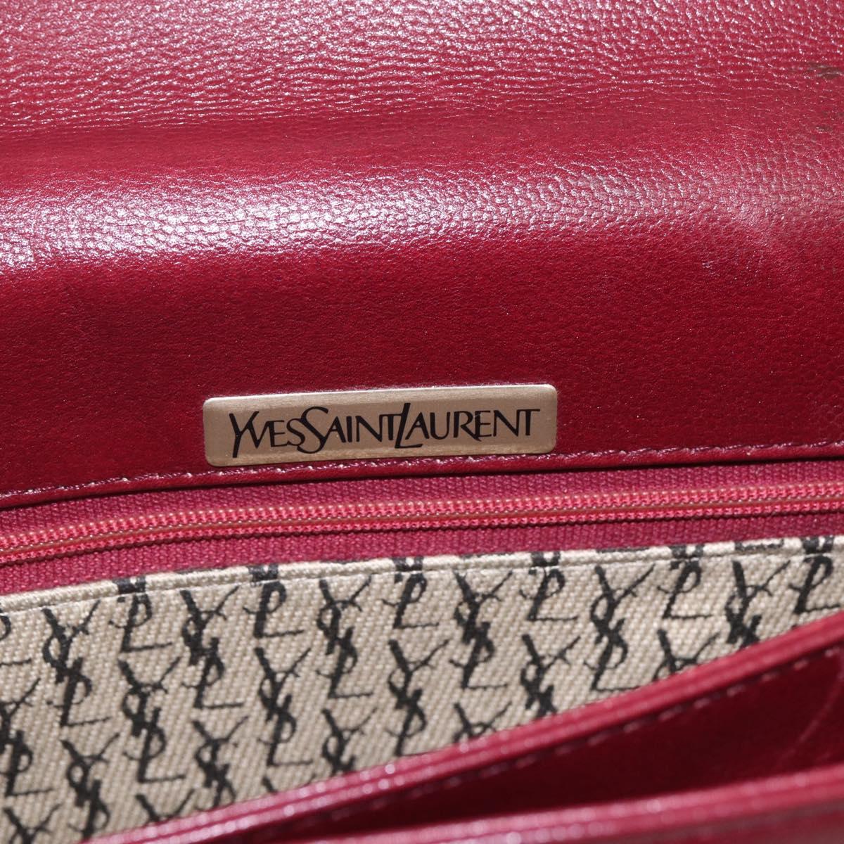 SAINT LAURENT Shoulder Bag Leather Red Gold Auth bs31658