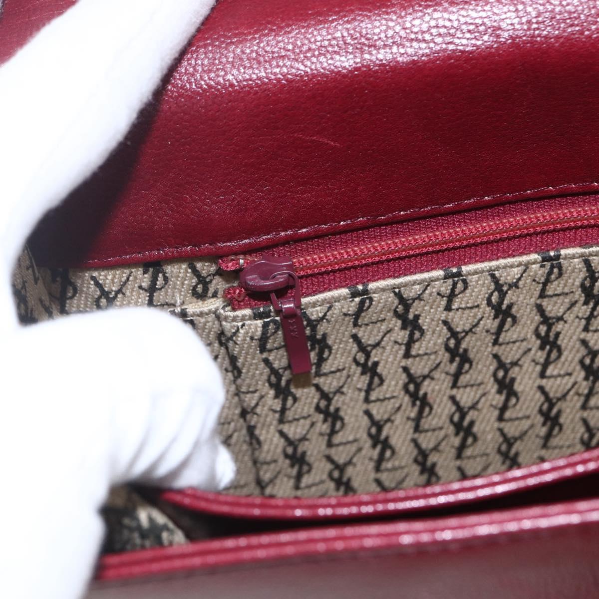 SAINT LAURENT Shoulder Bag Leather Red Gold Auth bs31658