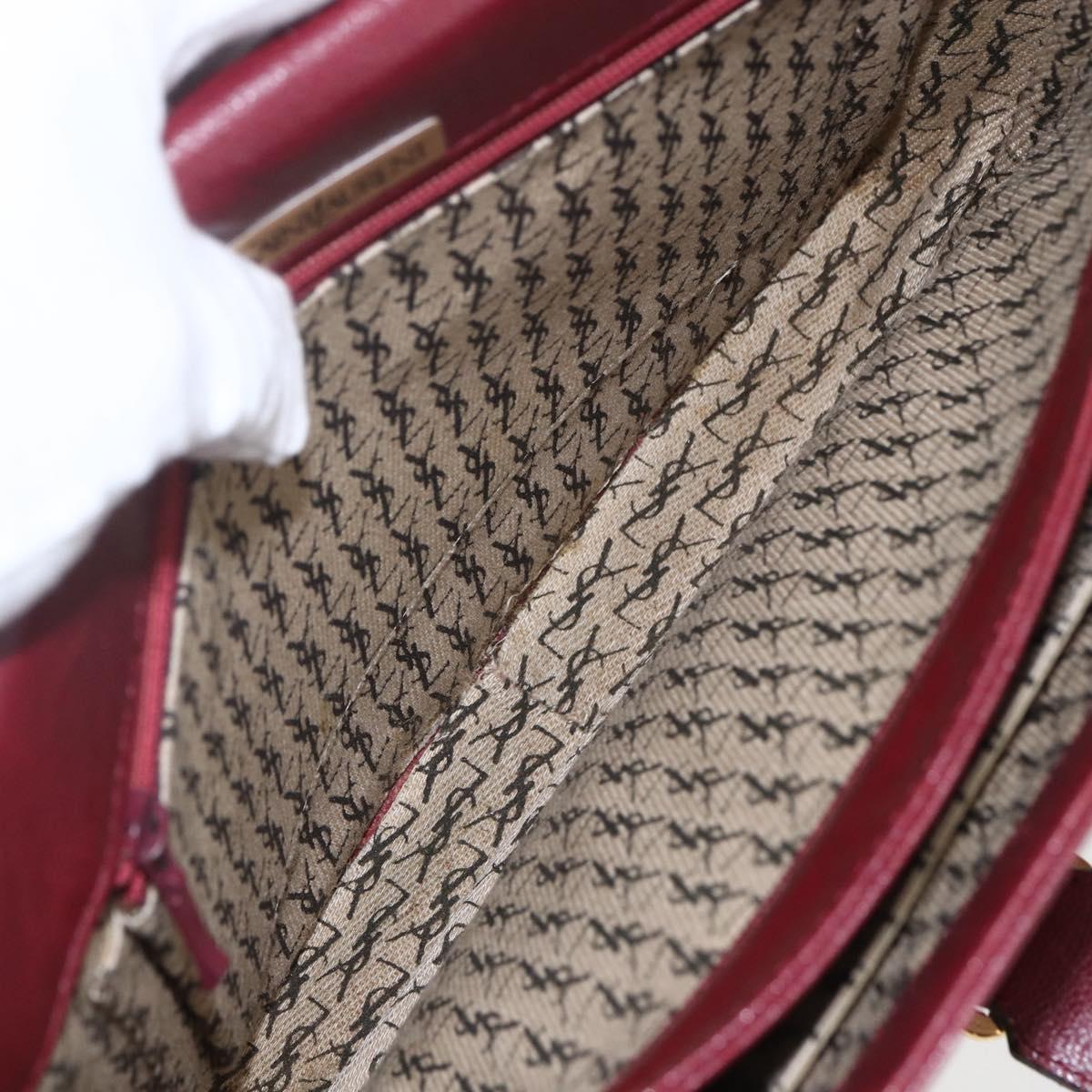 SAINT LAURENT Shoulder Bag Leather Red Gold Auth bs31658