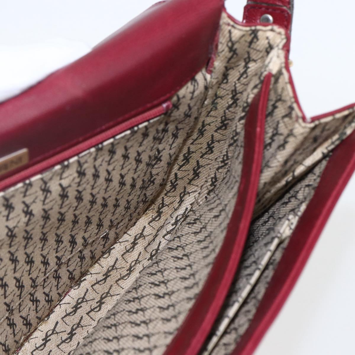 SAINT LAURENT Shoulder Bag Leather Red Gold Auth bs31658